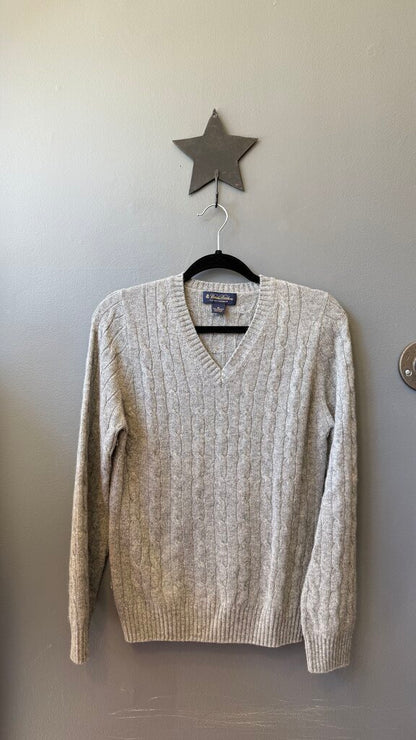 Cableknit Cashmere Vneck Sweater