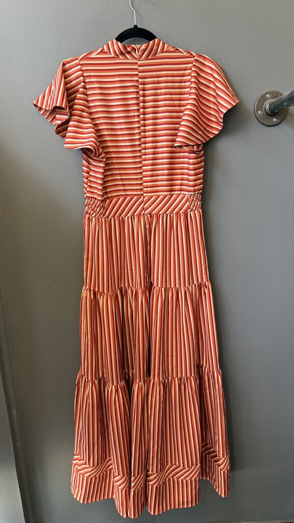 Satin Stripe Tiered Maxi Dress