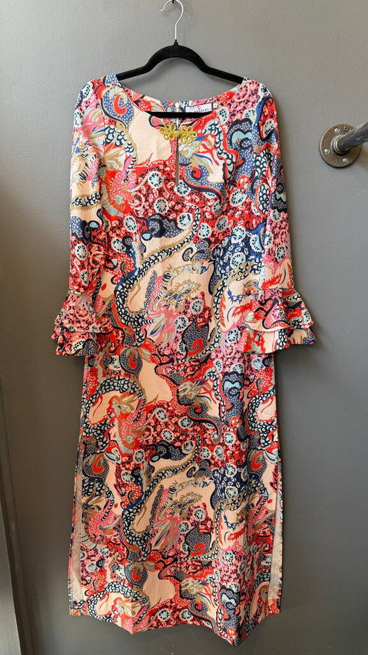 Dragon Print Dodge Caftan Maxi Dress