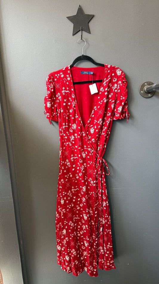 Nautical Wrap Midi Dress