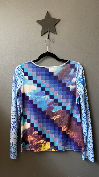 Velour Printed Bead Longsleeve Top