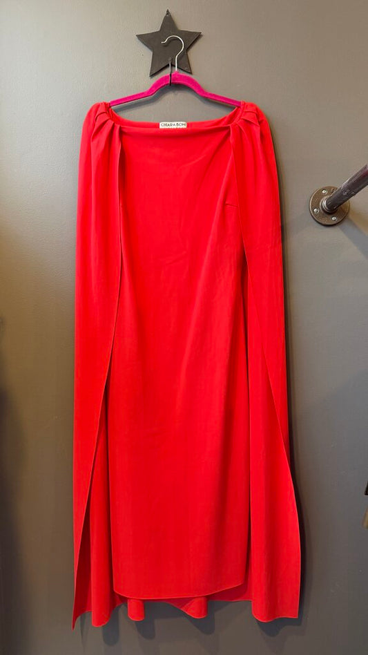 Cape Shoulder Sheath Midi Dress