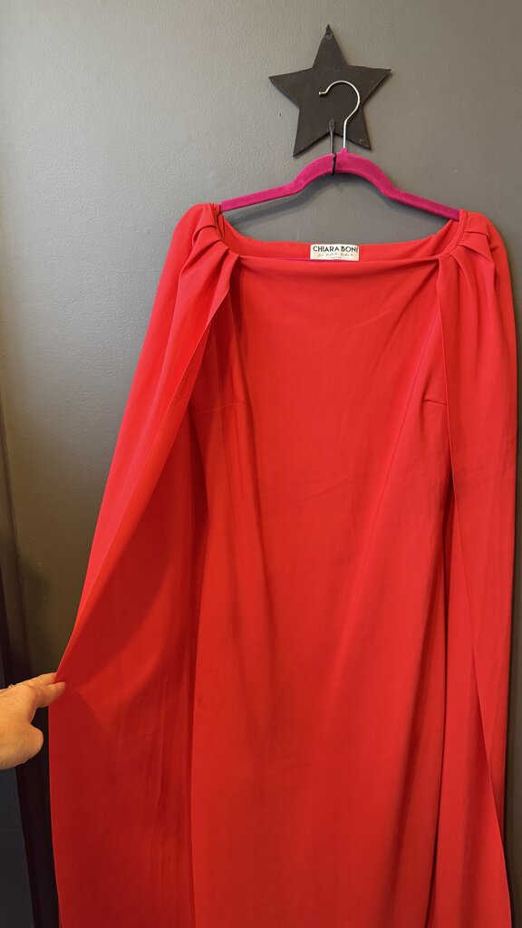 Cape Shoulder Sheath Midi Dress