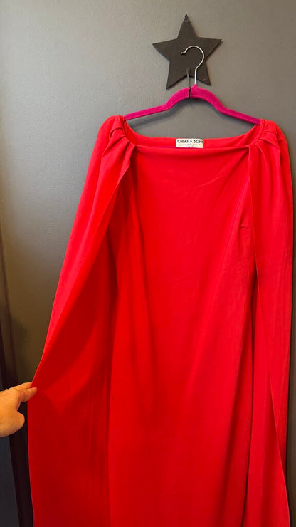 Cape Shoulder Sheath Midi Dress