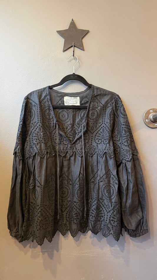 Eyelet Black Blouse