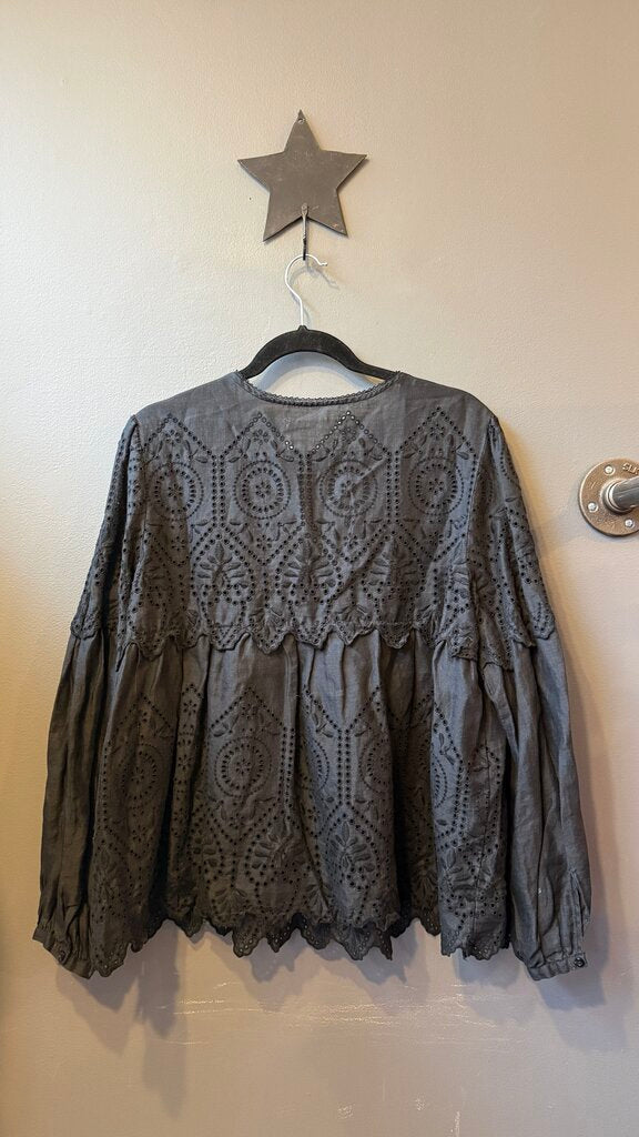 Eyelet Black Blouse