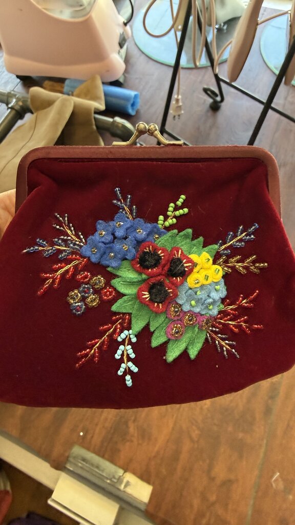 Velvet Beaded Pouch