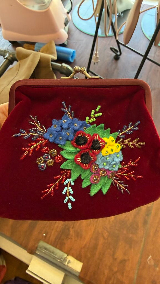 Velvet Beaded Pouch