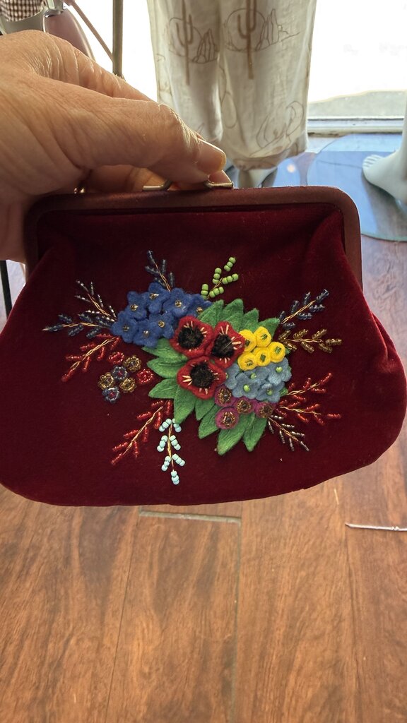 Velvet Beaded Pouch