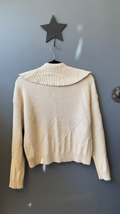 Ribbed Cable Flat Collar Sweater