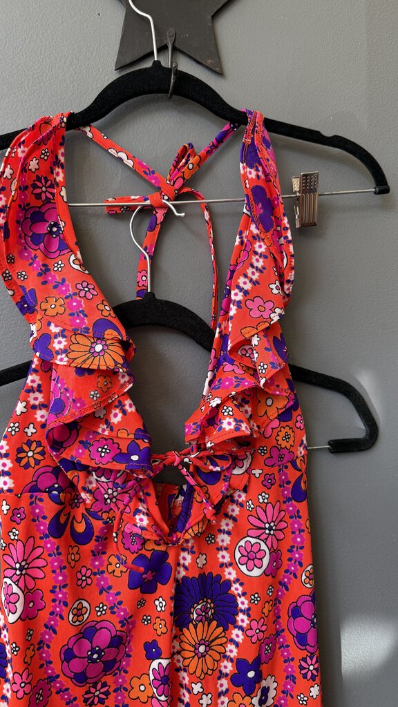 Vintage Neon Halter Maxi Dress