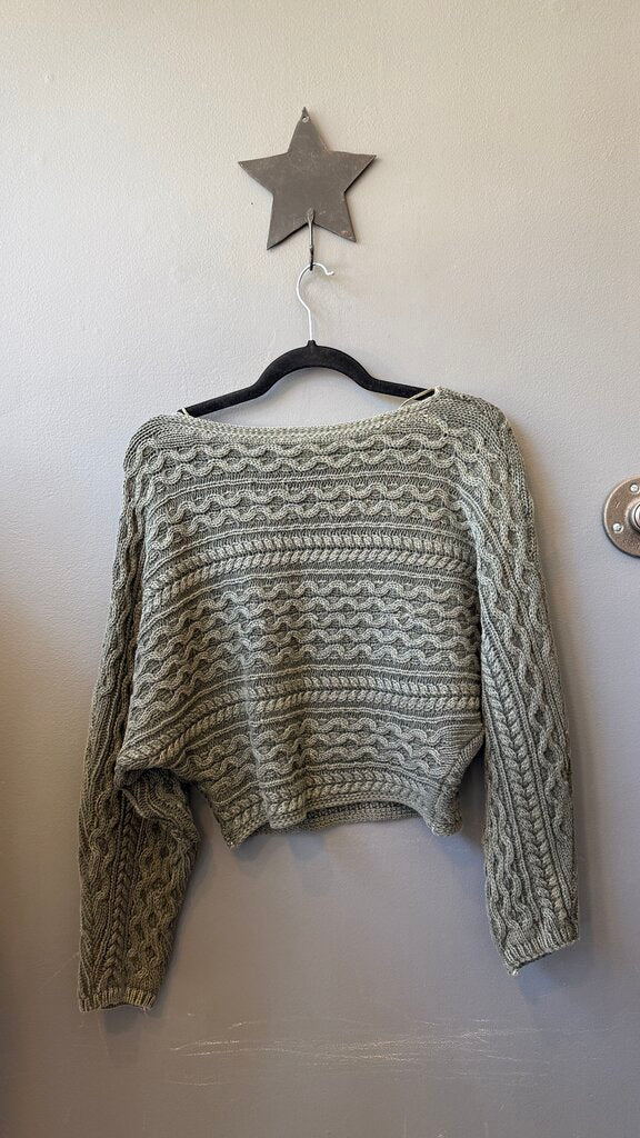 Crop Cableknit Dolman Sweater
