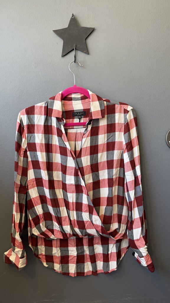Check Faux Wrap Top
