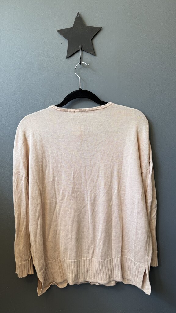 Cotton Blend Notch Neck Sweater