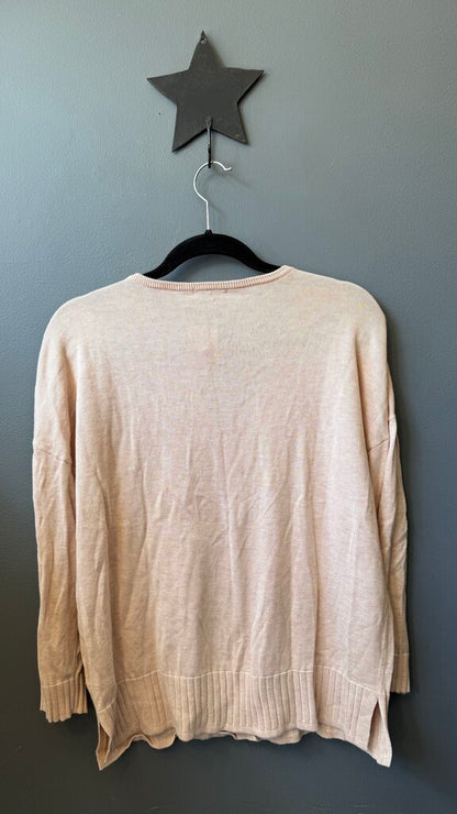 Cotton Blend Notch Neck Sweater