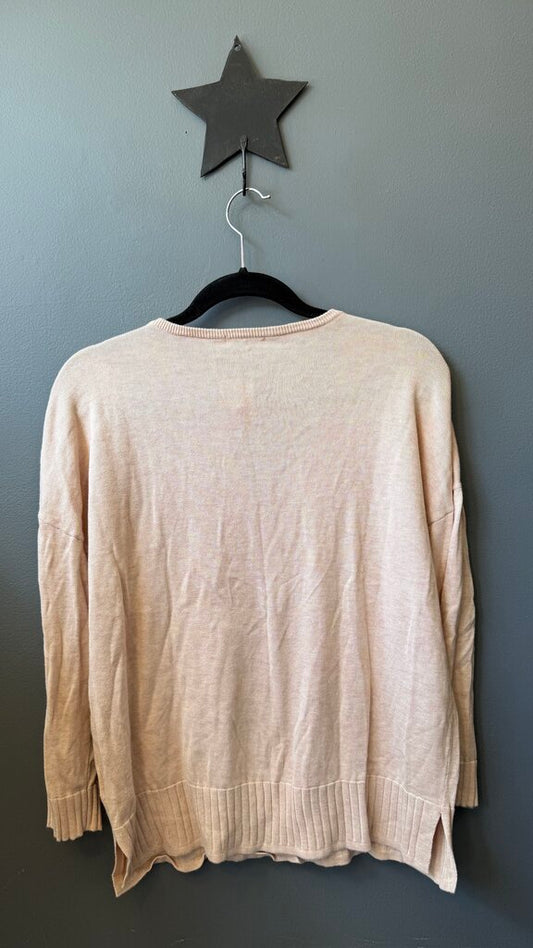 Cotton Blend Notch Neck Sweater