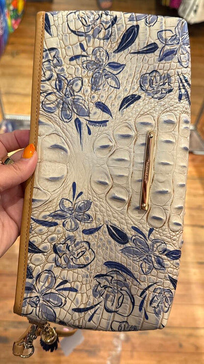 Floral Croc Embossed Wristlet