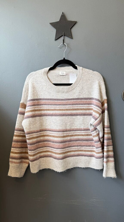 Petite Stripe Drop Shoulder Sweater