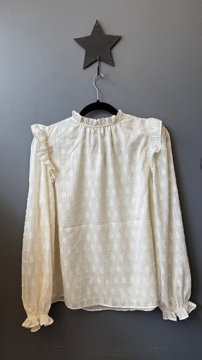 Ruffle Trim Dot Blouse