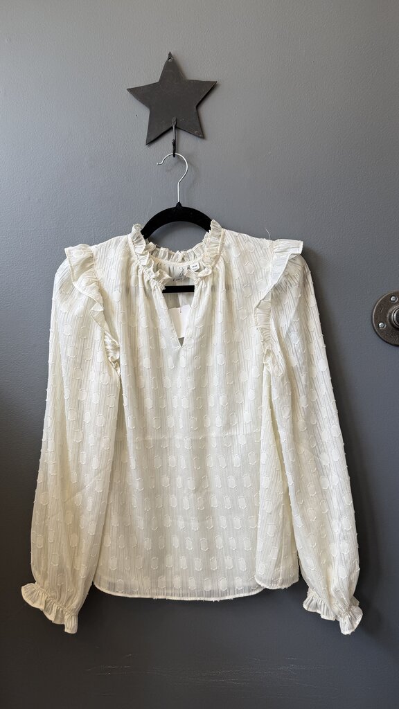 Ruffle Trim Dot Blouse