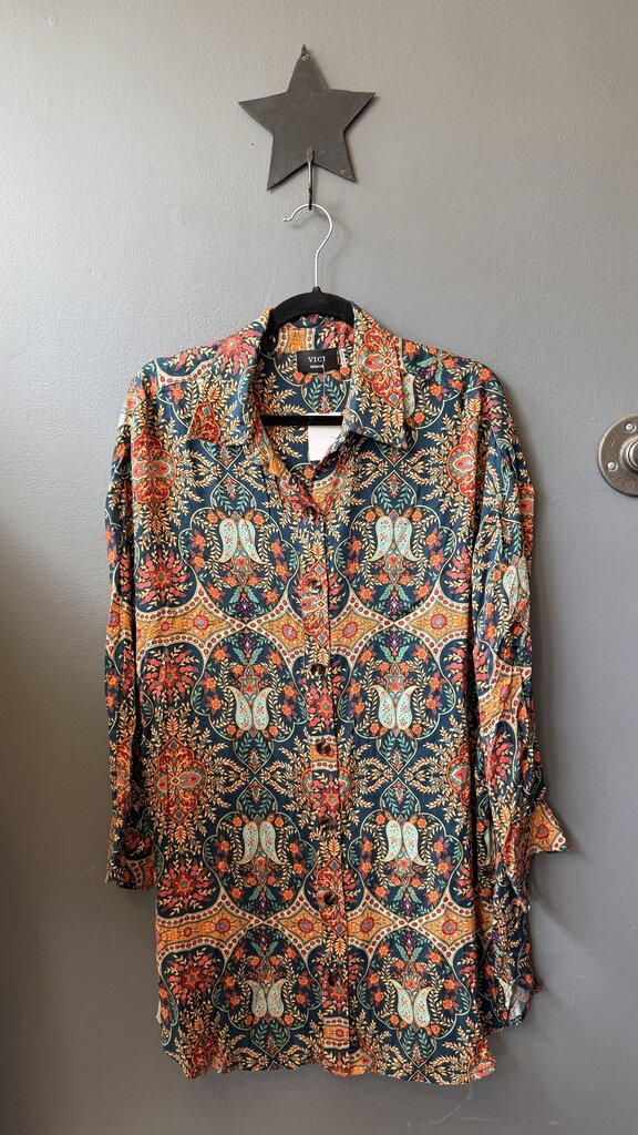 Paisley Floral Mini Shirtdress