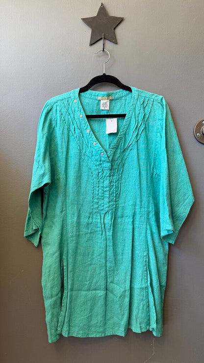 Pintuck Linen Tunic Top
