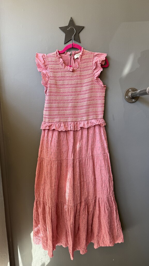 Smocked Eyelet Midi Dress