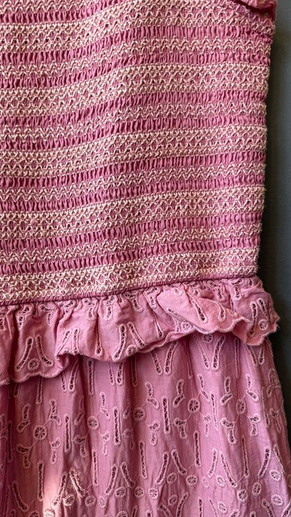 Smocked Eyelet Midi Dress