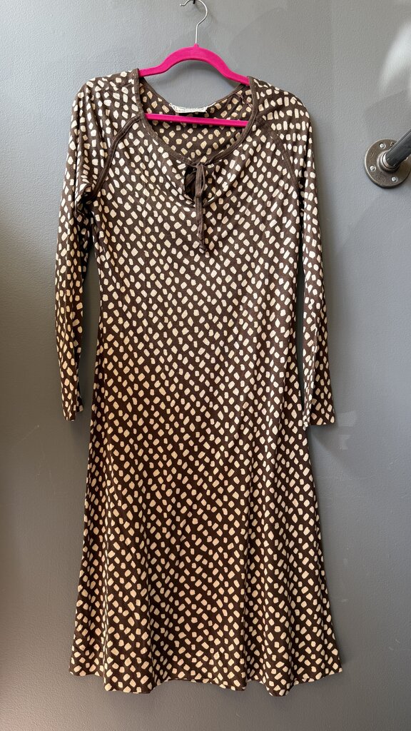 Vintage Brown Print Jersey Dress