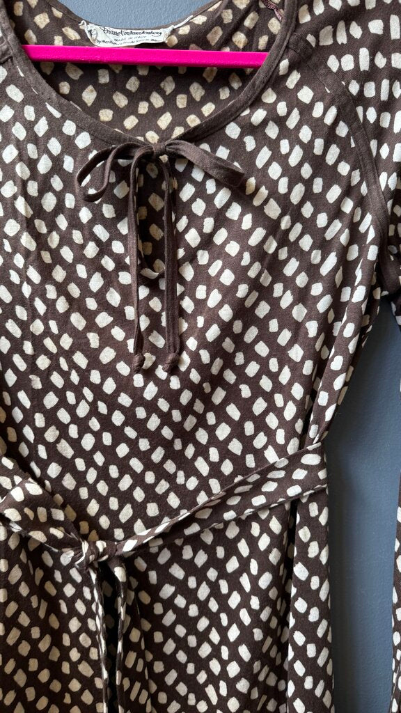 Vintage Brown Print Jersey Dress