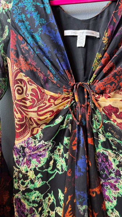 Vintage Silk Bell Sleeve Dress