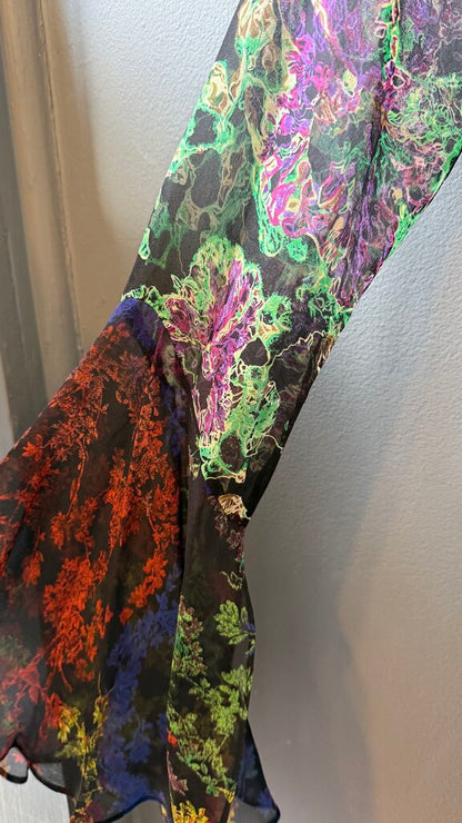 Vintage Silk Bell Sleeve Dress