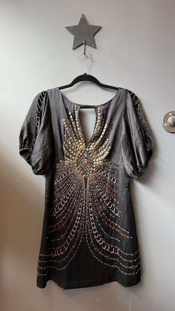Silk Beaded Mini Dress