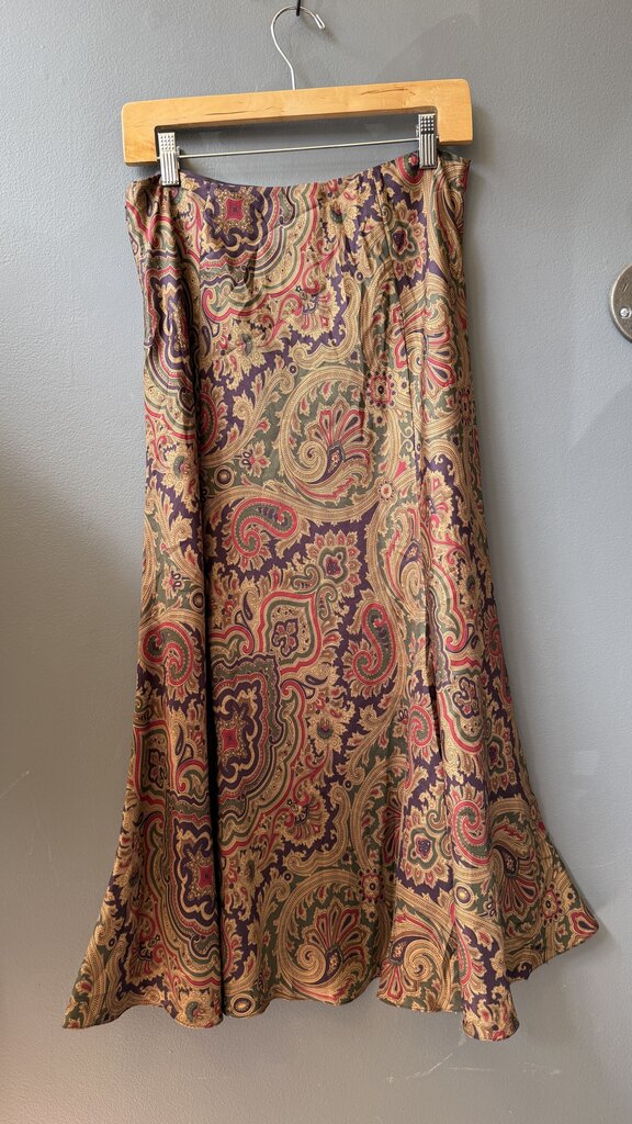 Kick Flip Silk Paisley Midi Skirt