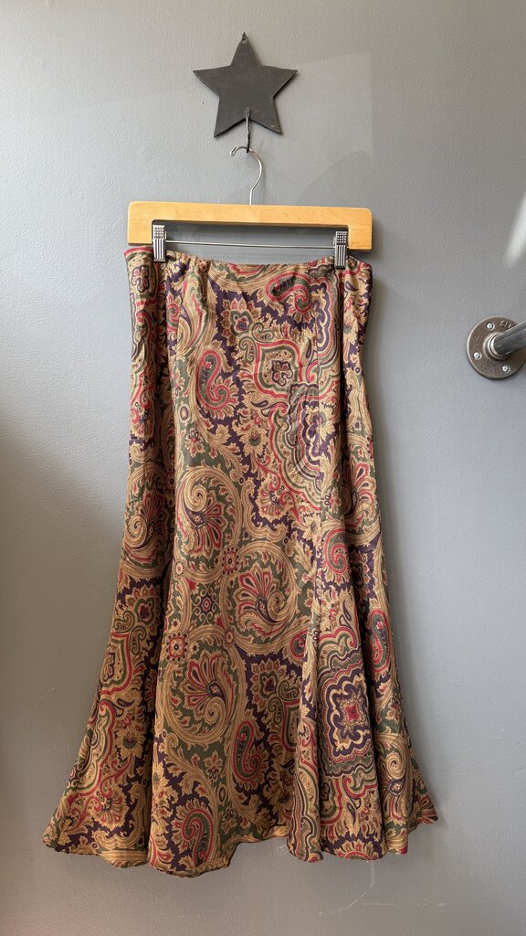 Kick Flip Silk Paisley Midi Skirt