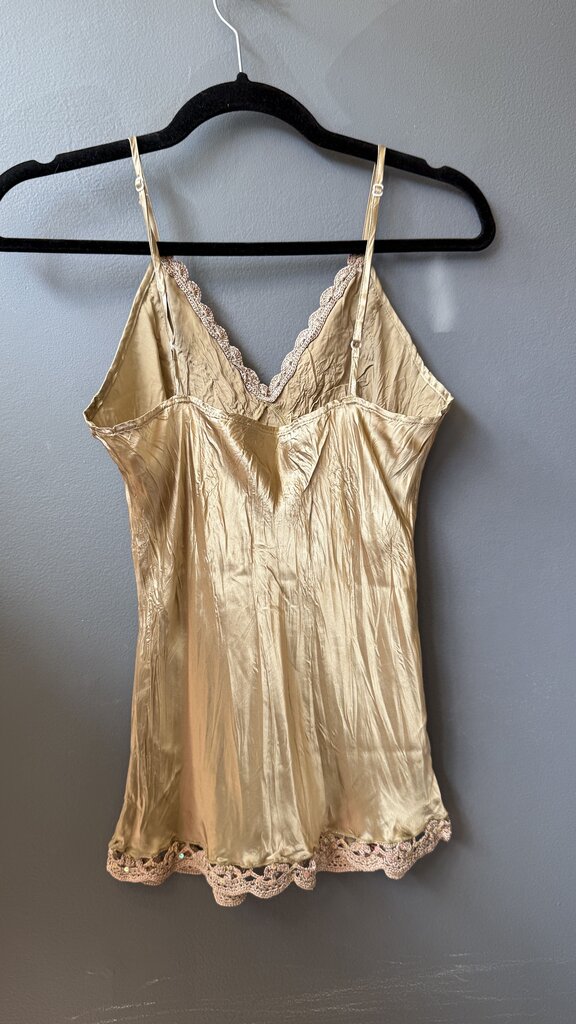 Silk Crochet Sequin Trim Cami Tank Top