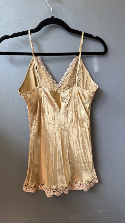 Silk Crochet Sequin Trim Cami Tank Top
