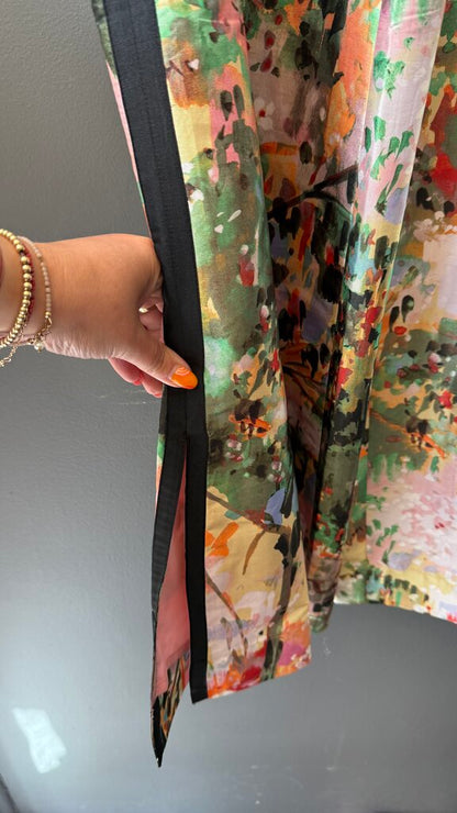 Wide Leg Satin Printed Palazzo Pants