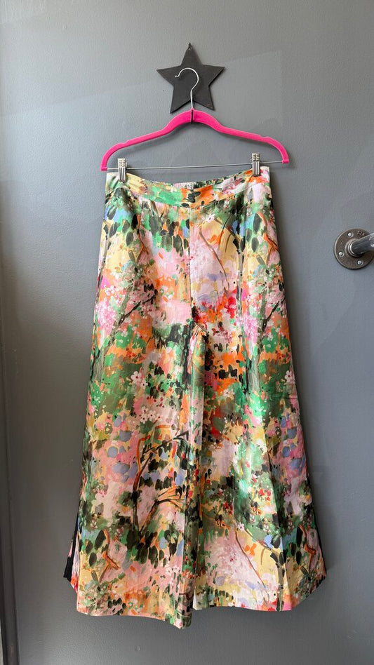 Wide Leg Satin Printed Palazzo Pants