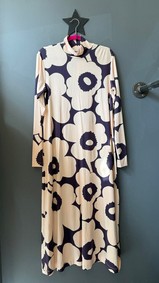 Floral Jersey Mockneck Swing Midi Dress