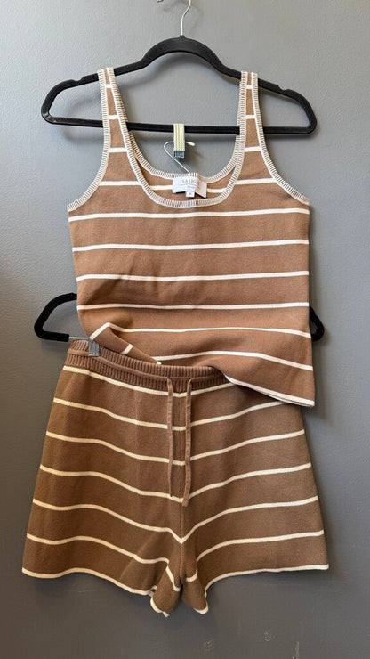 3 Set Stripe Knit Shorts + Tank + Sweater