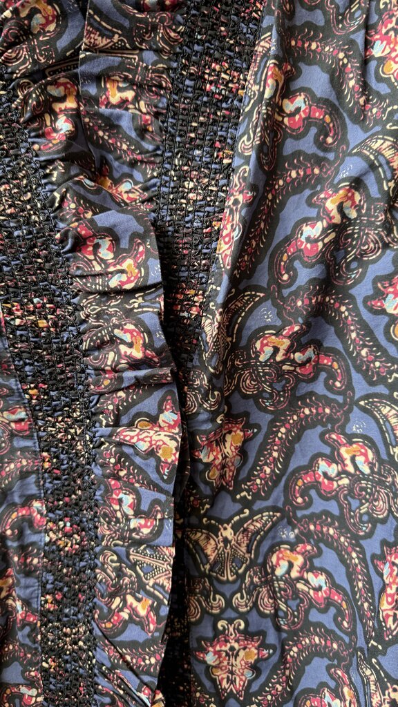 Smocked Collar Printed Blouse