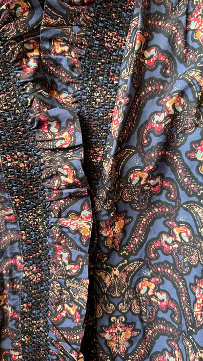Smocked Collar Printed Blouse