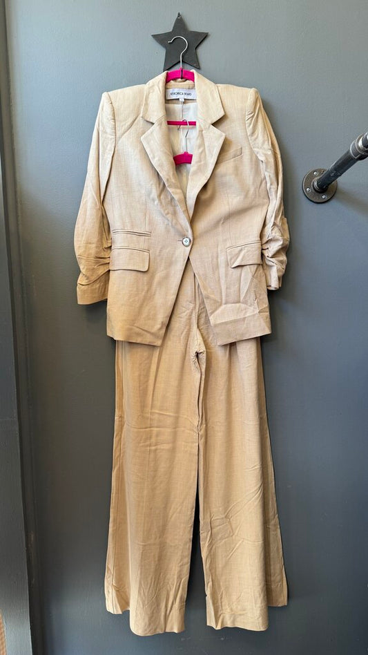 Khaki Wide Leg Pants + Blazer