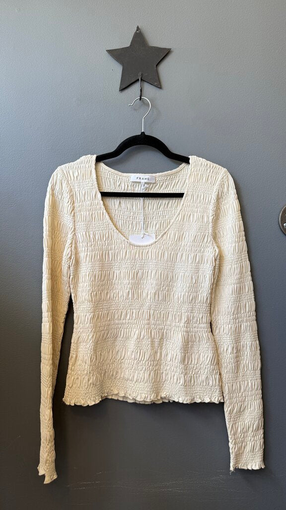 Smocked Longsleeve Scoopneck Top