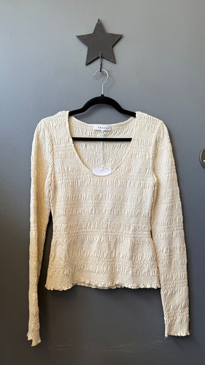 Smocked Longsleeve Scoopneck Top