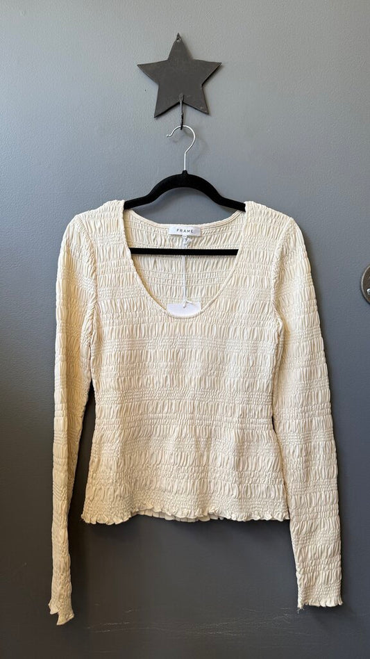 Smocked Longsleeve Scoopneck Top