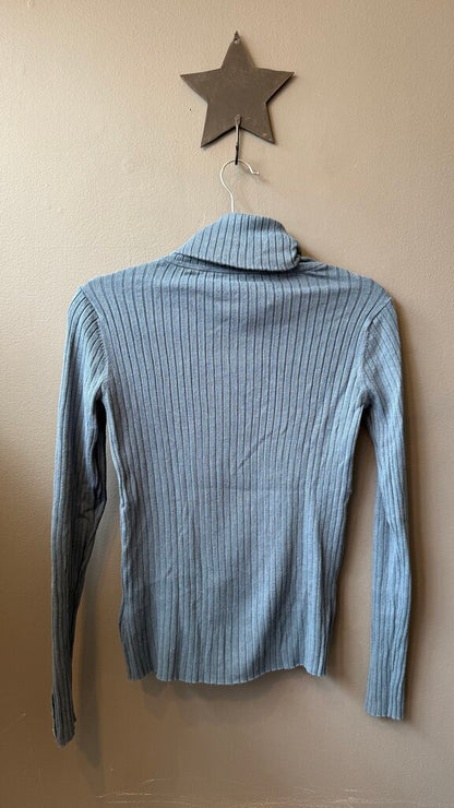 Ribbed Button Cuff Turtleneck