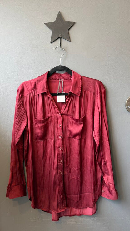Satin Pocket Button Up Shirt