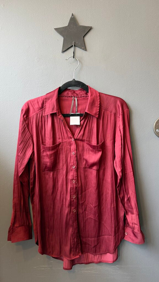 Satin Pocket Button Up Shirt